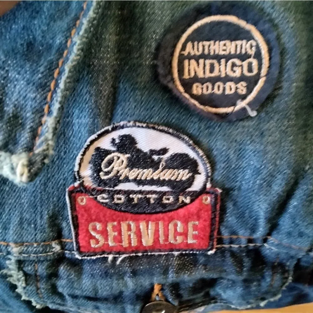 Basic Code Denim Vest Size L Patches Back Panel Freedom - Picture 5 of 7